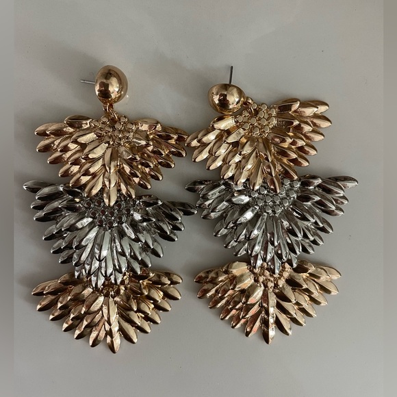 Canopy Gold and Silver Floral Earrings - Picture 1 of 2
